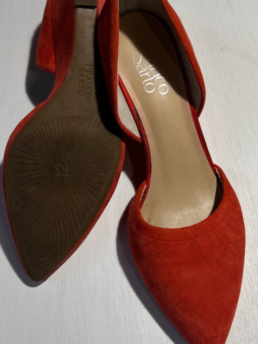 Franco Sarto Women's Felice Red Suede Pointed Toe Wedge - Picture 3 of 8